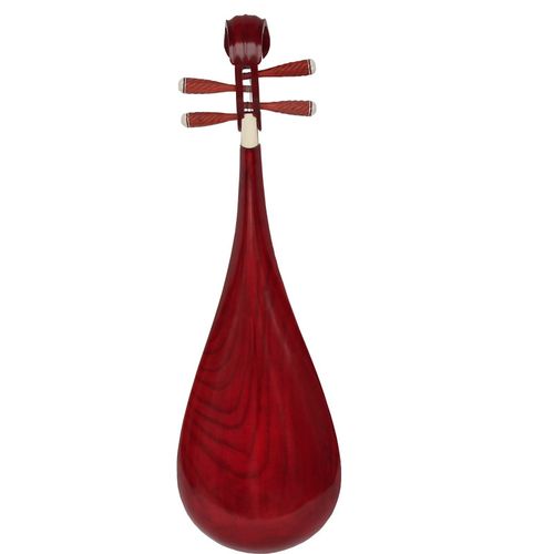 琵琶乐器 红椿木整背清水漆带骨条成人琵琶 销售红木骨条琵琶